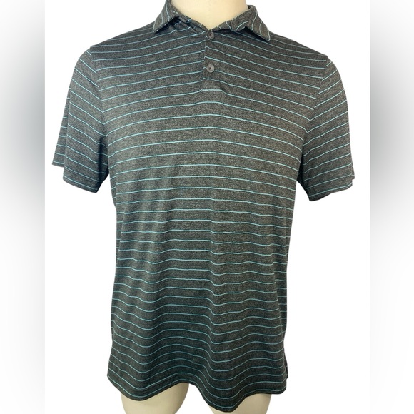 Champion Other - Champion Gray and Blue Striped Short Sleeve Polo Shirt Men’s Large